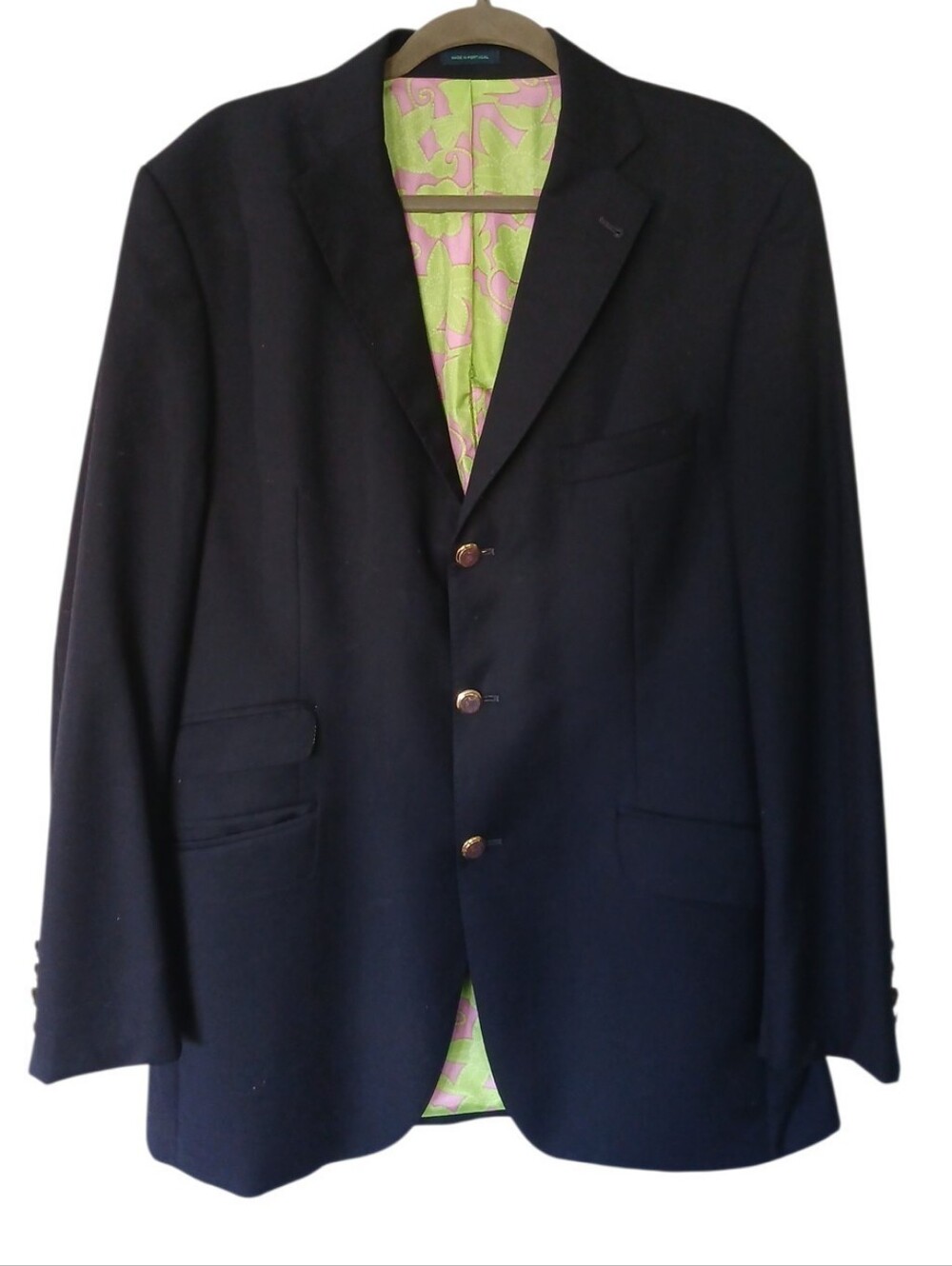 Lilly Pulitzer Via Palm Beach Navy Sport Coat Wool Blazer *flawed* 44L
